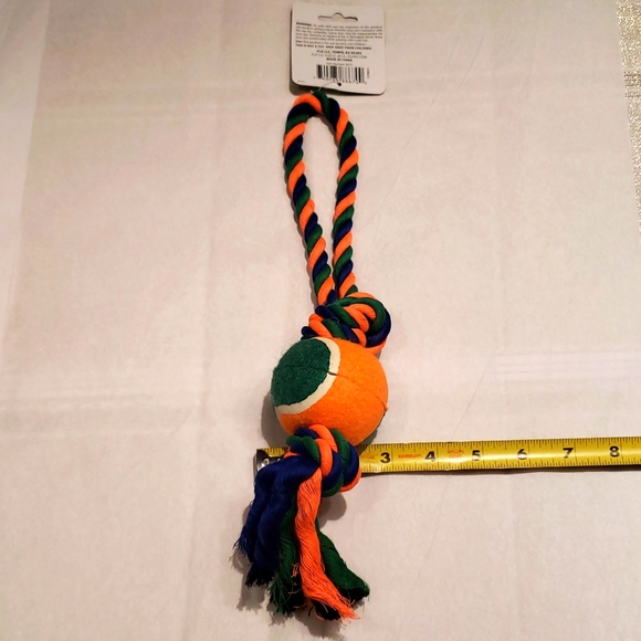 HP🎉Bow Wow Pals NEW DOG TOY Classic Rope Tug w/Ball Two Knot RUN ~ JUMP ~ FETCH - Picture 5 of 9